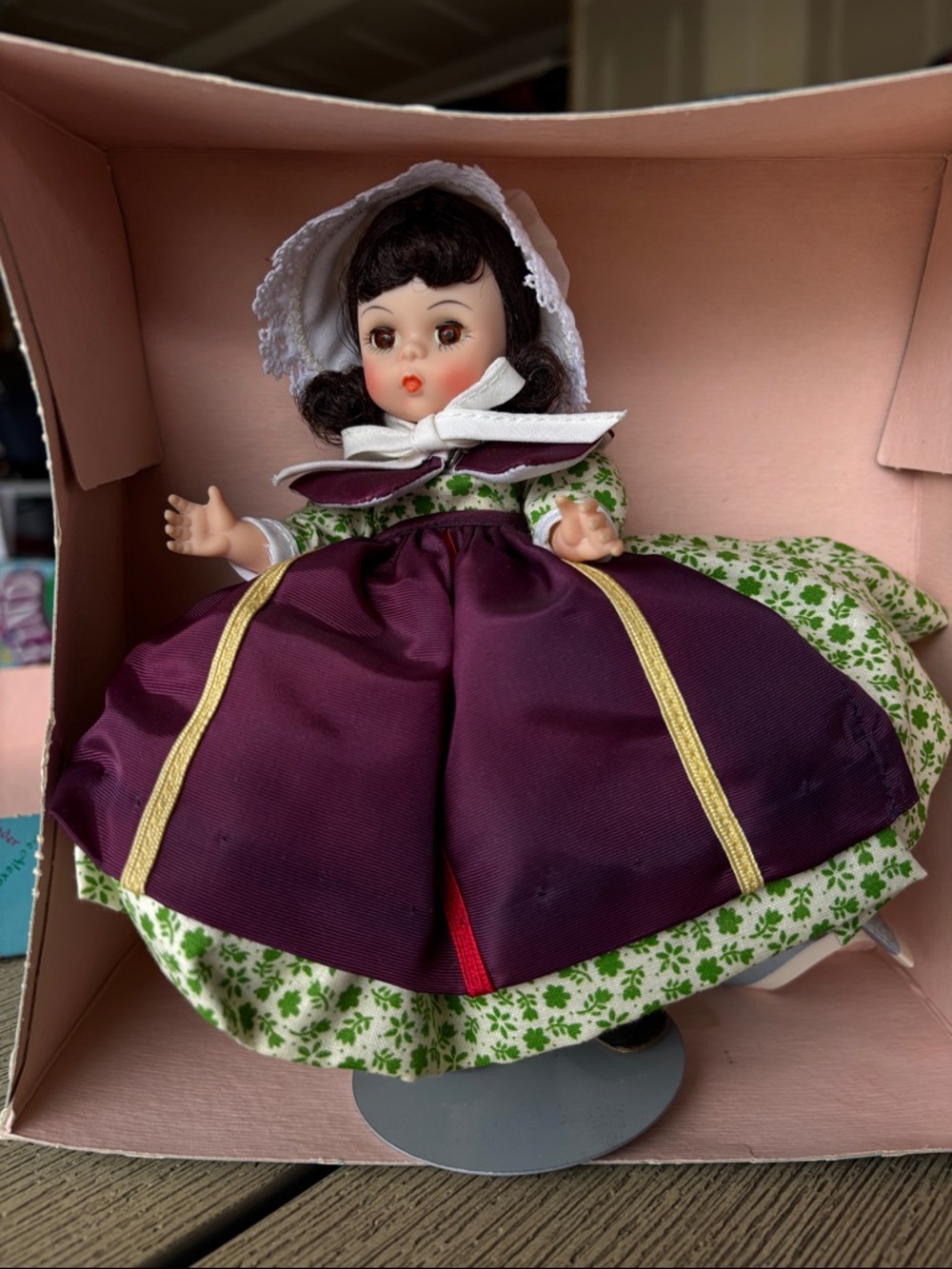 Madame Alexander Doll in Purple, Green & White Outfit